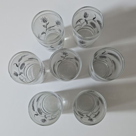 Libbey Gray Wheat Frosted Juice Glasses Vintage Wildflowers Frosted Mini 4 oz - Picture 14 of 16
